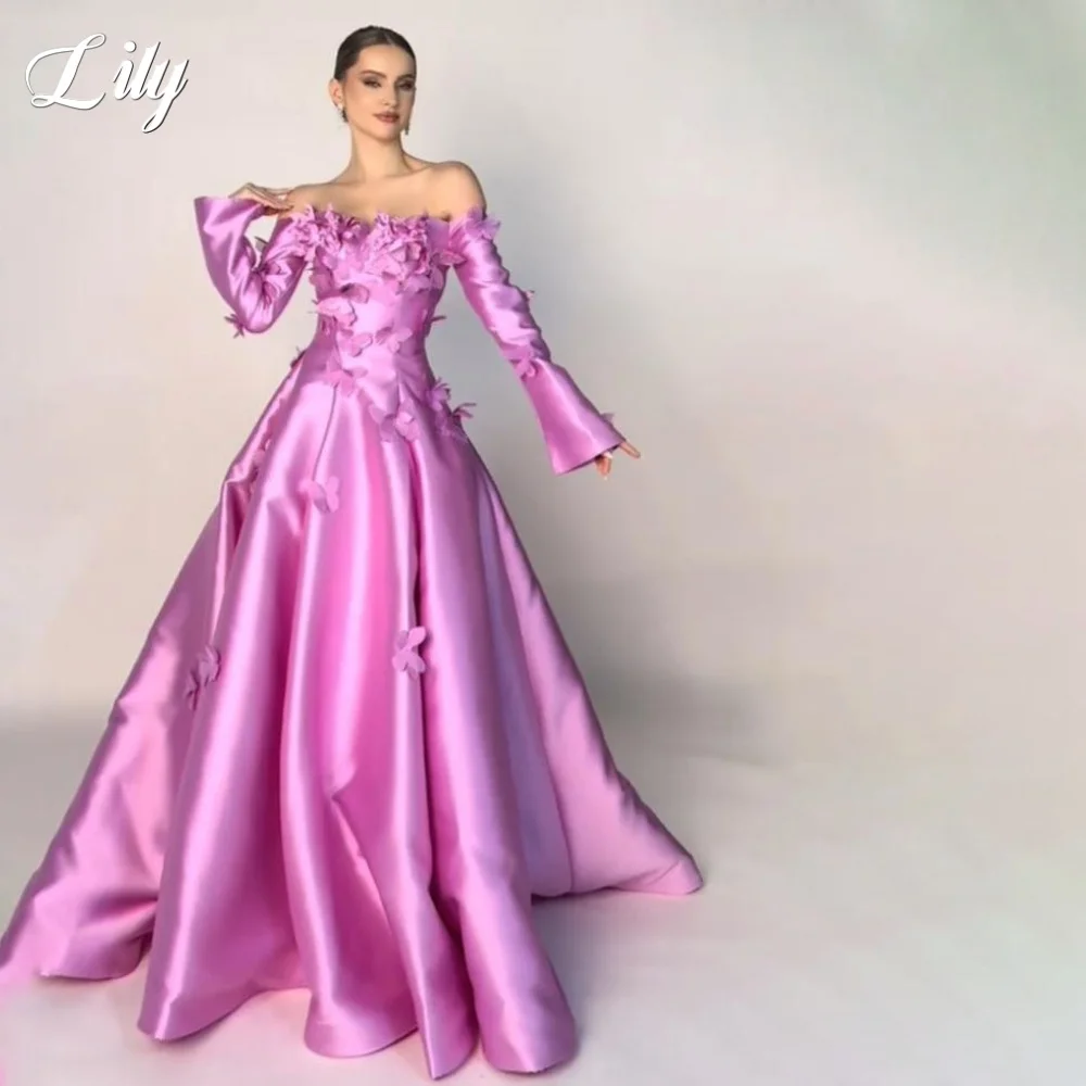 Lily Pink Party Dresses Floral Off Shoulder A-Line Evening Dresses with Pleats فساتين السهرة for Wedding Customized
Lily Pink Party Dresses Floral Off Shoulder A-Line Evening Dresses with Pleats فساتين السهرة for Wedding Customized