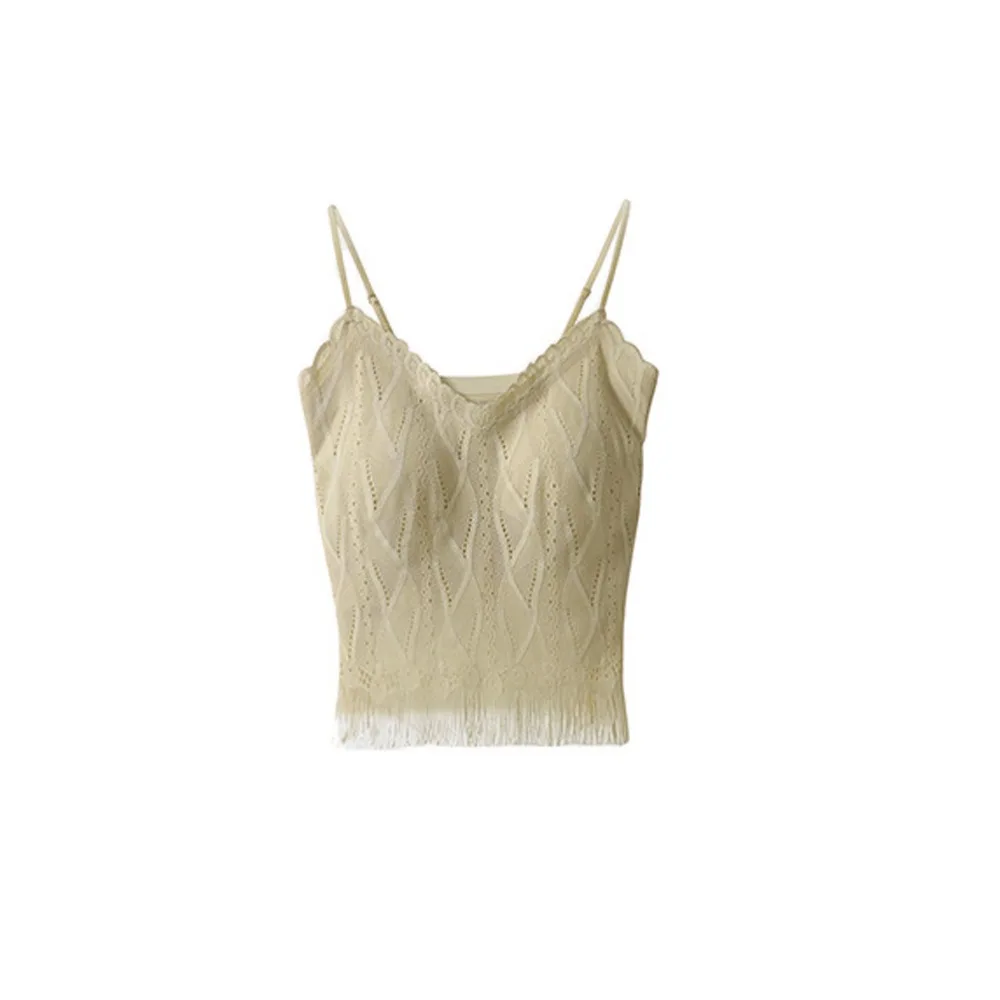 Slim Fit Tassel Lace Mesh Camisole Seamless Sleeveless Lace Crop Top Thin Deep V Suspender Vest with Pads Streetwear
Slim Fit Tassel Lace Mesh Camisole Seamless Sleeveless Lace Crop Top Thin Deep V Suspender Vest with Pads Streetwear