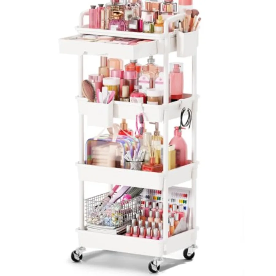 Rolling Makeup Organizer Cart with Removable Drawer, Stable Floor Skincare Storage Cart for Vanity, Cosmetic Display, Nail Poli
Rolling Makeup Organizer Cart with Removable Drawer, Stable Floor Skincare Storage Cart for Vanity, Cosmetic Display, Nail Poli