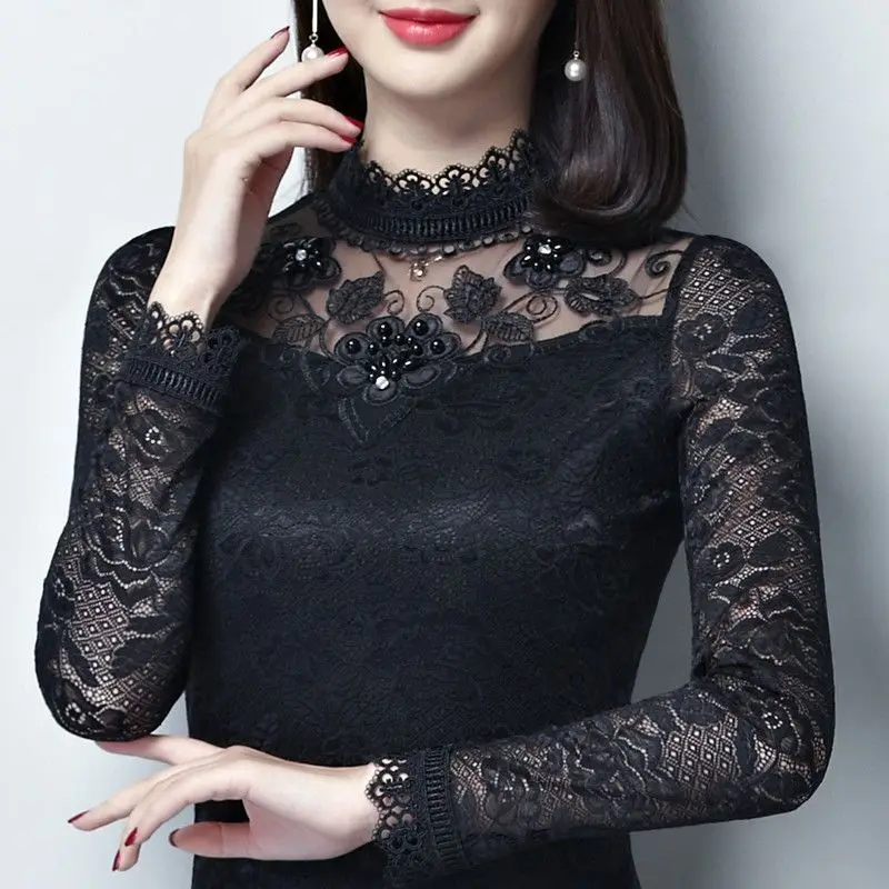 Women's Autumn and Winter Fashion Elegant Solid Color Pullover Half High Neck Lace Slim Fit Long Sleeve Commuter Bottom Tops
Women's Autumn and Winter Fashion Elegant Solid Color Pullover Half High Neck Lace Slim Fit Long Sleeve Commuter Bottom Tops