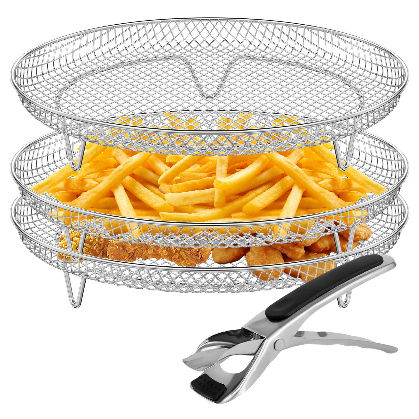 3 Layer Air Fryer Rack Stackable Stainless Steel Grilling Rack Airfryer Oven Grill Steamer Cooker Kitchen Accessories Cook Tool
3 Layer Air Fryer Rack Stackable Stainless Steel Grilling Rack Airfryer Oven Grill Steamer Cooker Kitchen Accessories Cook Tool