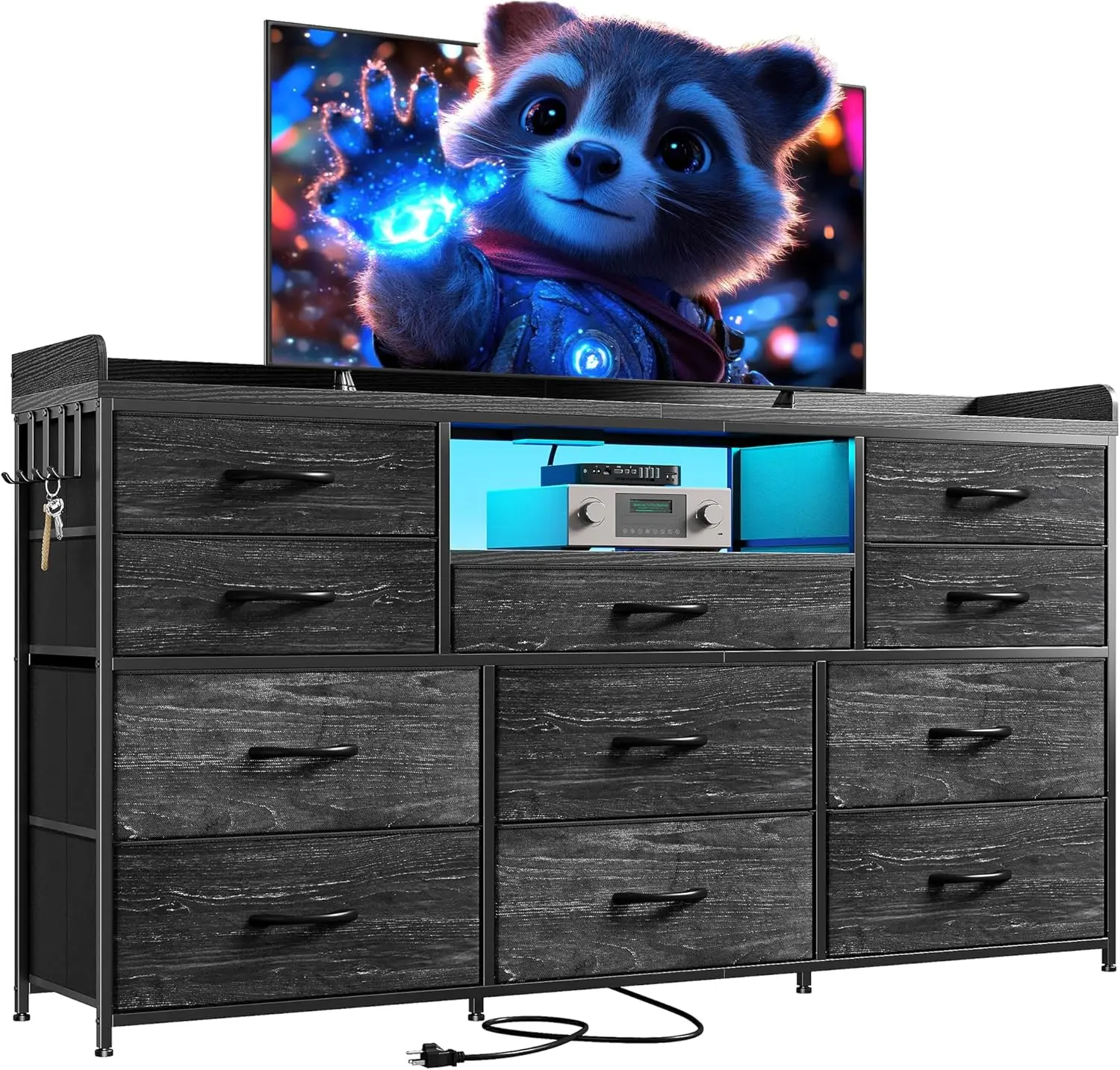 Тумба под телевизор с 11 ящиками, тумба под телевизор 60 дюймов со светодиодной подсветкой и розетками, длинная тумба для спальни с полками
Тумба под телевизор с 11 ящиками, тумба под телевизор 60 дюймов со светодиодной подсветкой и розетками, длинная тумба для спальни с полками