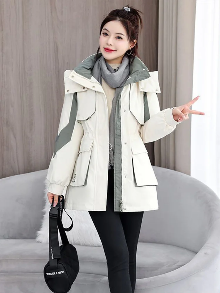 Women's Winter Cotton Jacket Coat Mid-Length Hooded Slimming Waist Design Trendy Outerwear Comfortable Korean Style Zipper
Women's Winter Cotton Jacket Coat Mid-Length Hooded Slimming Waist Design Trendy Outerwear Comfortable Korean Style Zipper