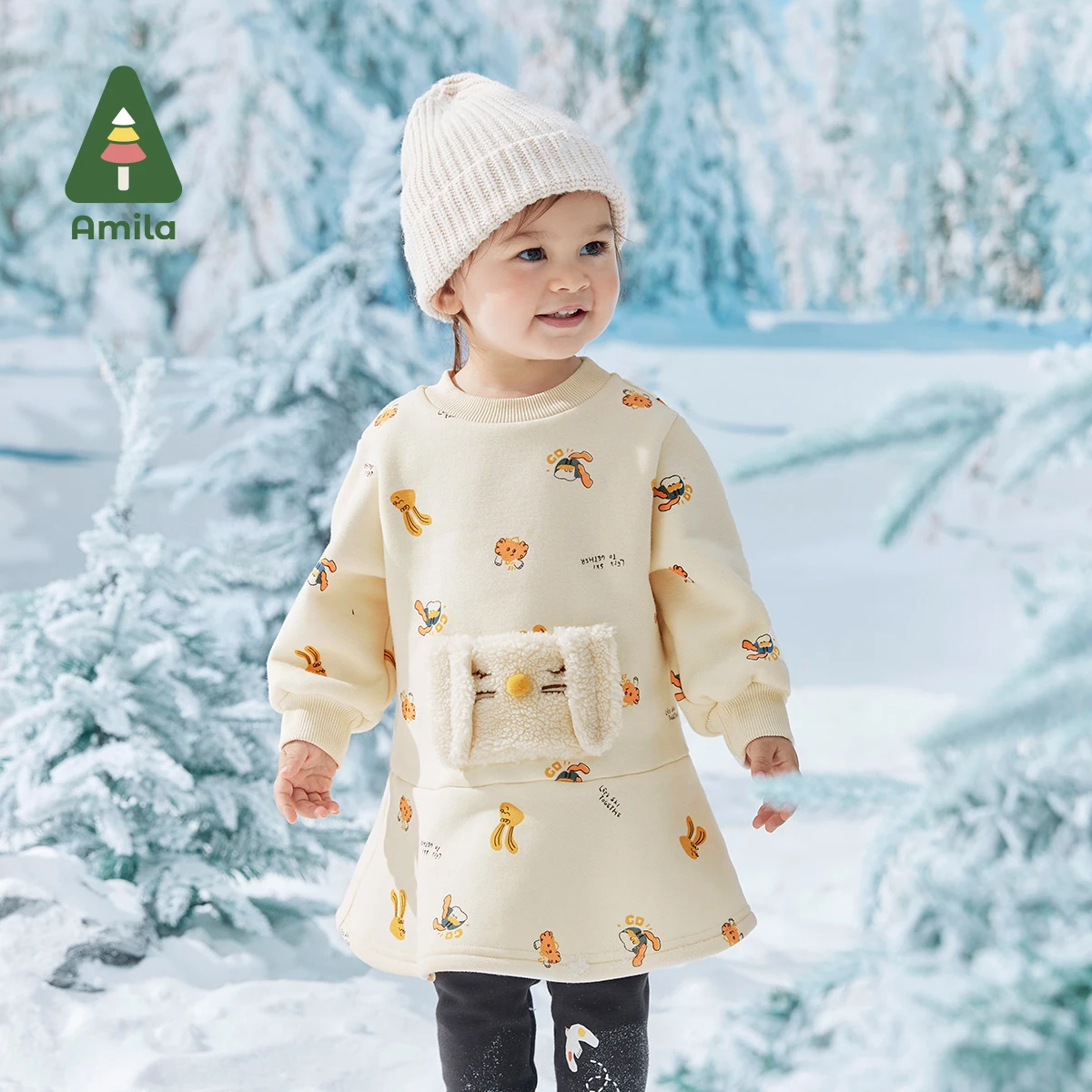 Amila Baby Girl's Dress 2024 Winter New Cute Cartoon Print Skirt Kangaroo Pocket Soft and Comfortable Clothings
Amila Baby Girl's Dress 2024 Winter New Cute Cartoon Print Skirt Kangaroo Pocket Soft and Comfortable Clothings