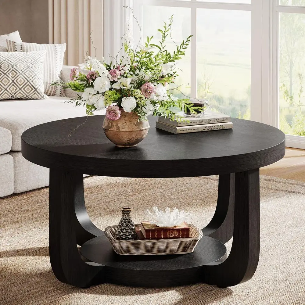 Round Coee Table, 2-Tier Circle Coee Table with Storage, ern Wooden Accent Center Table or Living Room, Thick Tabletop & Base, B
Round Coee Table, 2-Tier Circle Coee Table with Storage, ern Wooden Accent Center Table or Living Room, Thick Tabletop & Base, B