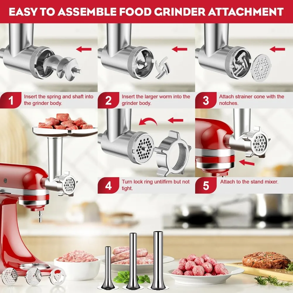 Насадка для мясорубки KitchenAid с 3 насадками для колбас, легко моется, для садовой мебели и кухонной техники
Насадка для мясорубки KitchenAid с 3 насадками для колбас, легко моется, для садовой мебели и кухонной техники