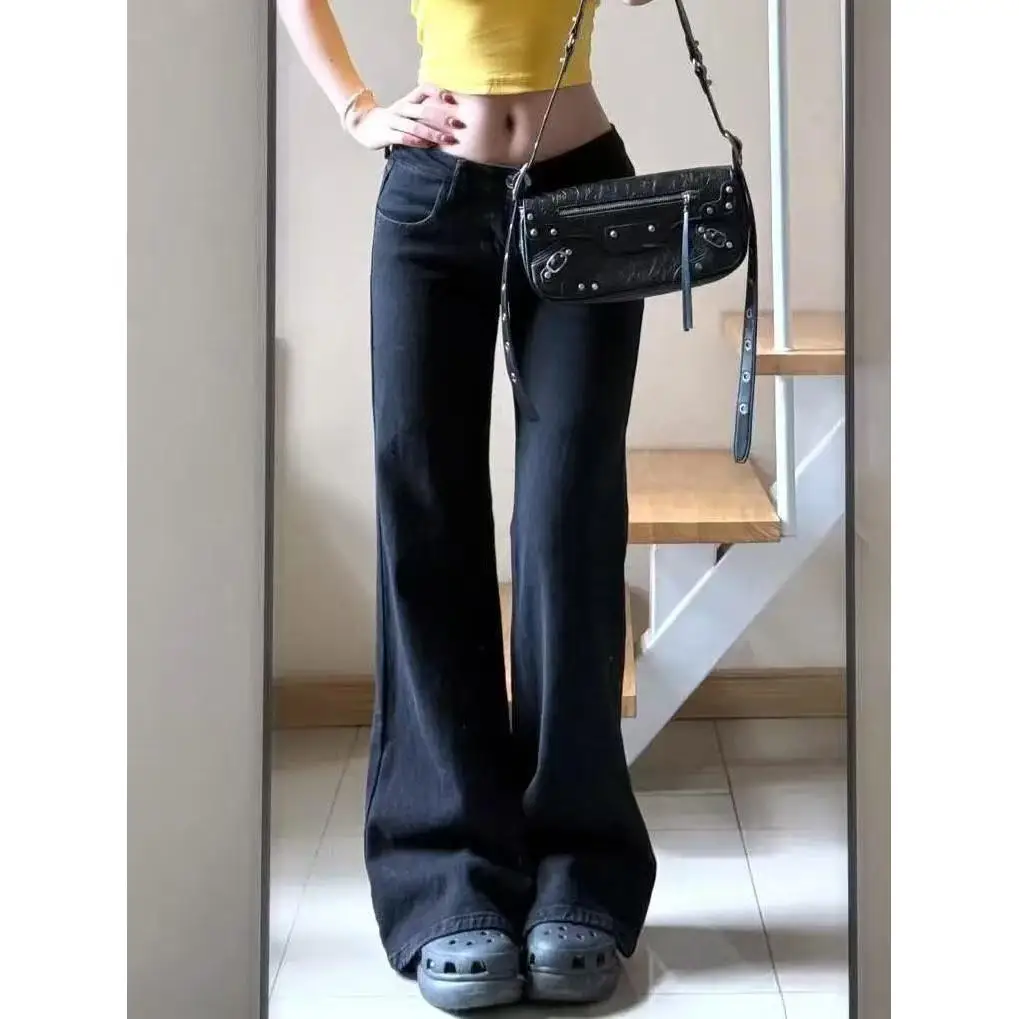 Black Low Waist Bell Bottom Jeans Women Summer Thin Straight Leg Slimming Taller Wide Leg Pants Casual Pure Color Denim
Black Low Waist Bell Bottom Jeans Women Summer Thin Straight Leg Slimming Taller Wide Leg Pants Casual Pure Color Denim