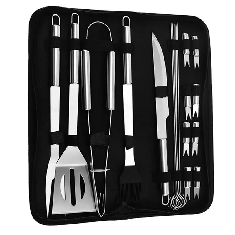 ABMR-Multi-Piece Barbecue Tool Set-Including Spatula, Fork, Tongs, And Skewers-Complete With A Portable Canvas Storage Bag
ABMR-Multi-Piece Barbecue Tool Set-Including Spatula, Fork, Tongs, And Skewers-Complete With A Portable Canvas Storage Bag