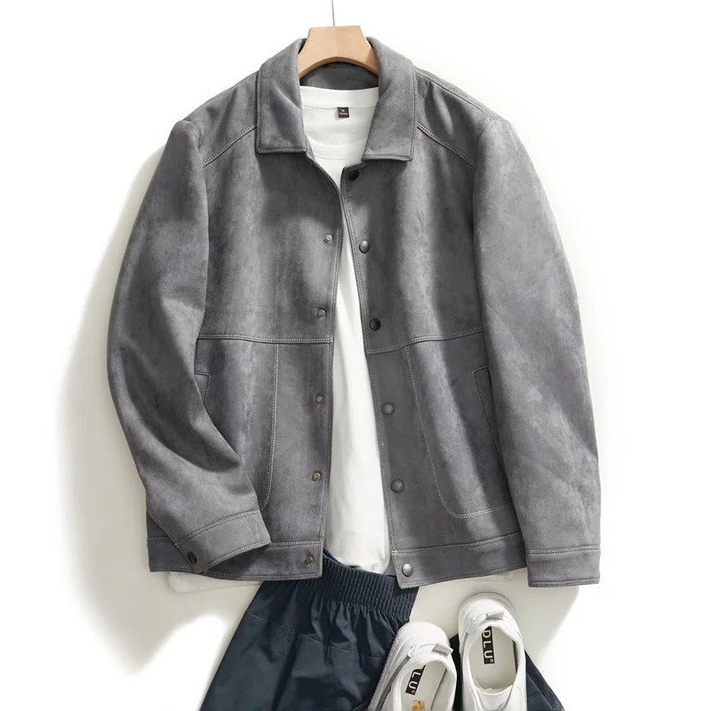 Ele Suede Jaet for Men Casual Turn-down Collar Outerwear Autumn Winter High-end Leisure Youth Faion Stand Fit
Ele Suede Jaet for Men Casual Turn-down Collar Outerwear Autumn Winter High-end Leisure Youth Faion Stand Fit