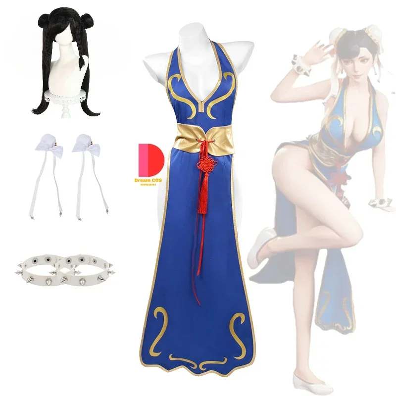 Game Anime Chun Li Cosplay Costumes for Women Cheongsam Blue Sexy Dresses Game Uniform Halloween Carnival Comic-Con Party Dress
Game Anime Chun Li Cosplay Costumes for Women Cheongsam Blue Sexy Dresses Game Uniform Halloween Carnival Comic-Con Party Dress