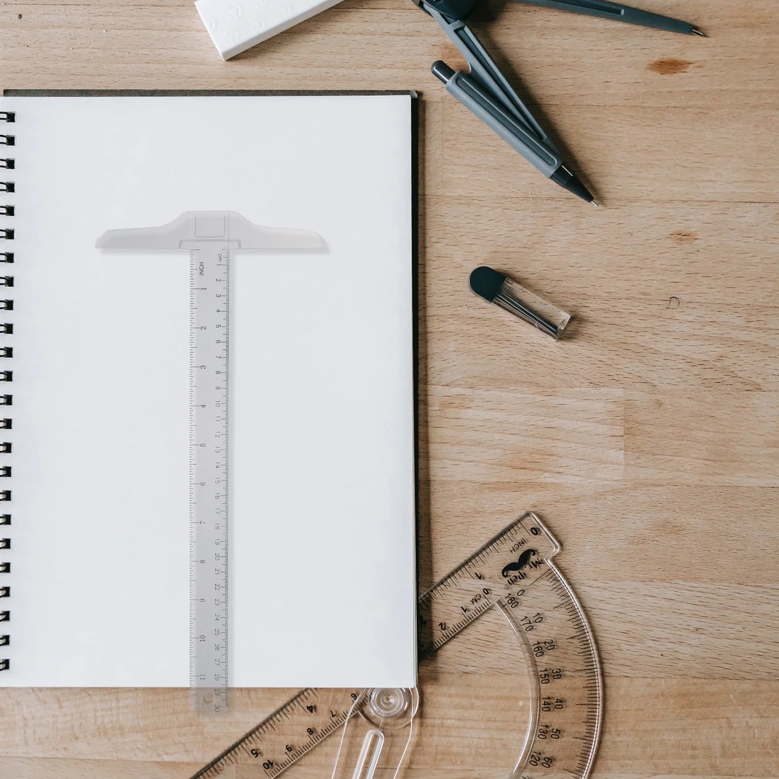 2Pcs Plastic T-Ruler Flexible White Detachable Standard Measuring Straight Ruler School Office Supplies Inch Centimeter
2Pcs Plastic T-Ruler Flexible White Detachable Standard Measuring Straight Ruler School Office Supplies Inch Centimeter