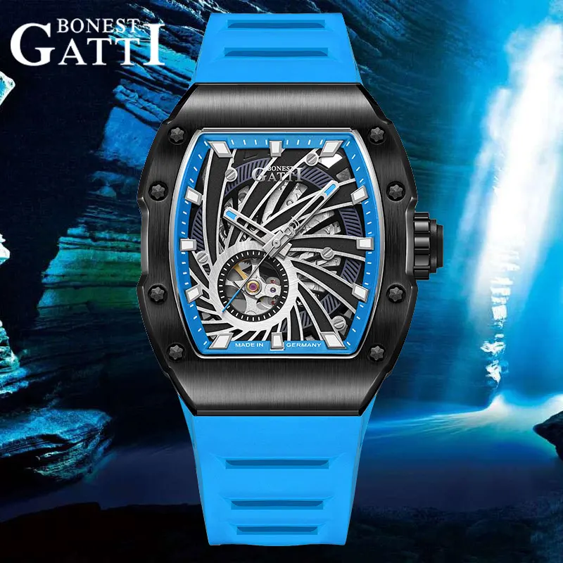 BONEST GATTI Luxury Mens Automatic Watches Barrel Shape Waterproof Mechanical Wristwatch For Men Rubber Luminous Sapphire Mirror
BONEST GATTI Luxury Mens Automatic Watches Barrel Shape Waterproof Mechanical Wristwatch For Men Rubber Luminous Sapphire Mirror