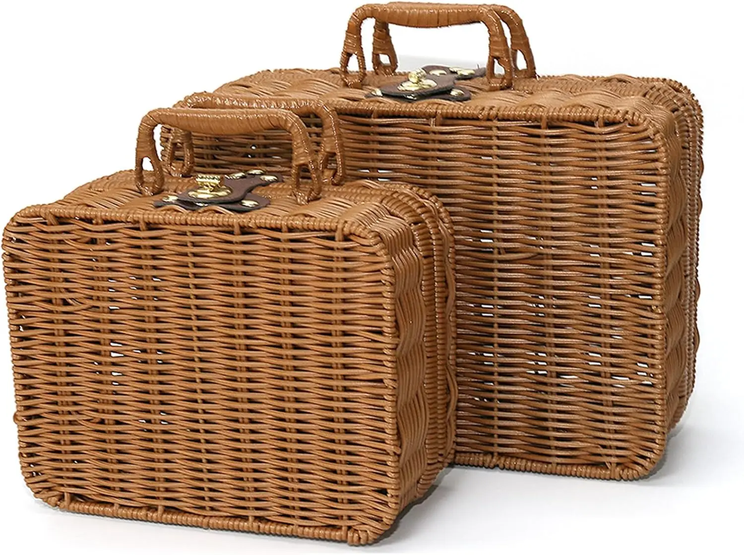 Mini Wicker Picnic Basket, Decorative Prop Suitcase Vintage Storage Hamper Makeup Organizer, Metal Lock Rattan Storage Box w
Mini Wicker Picnic Basket, Decorative Prop Suitcase Vintage Storage Hamper Makeup Organizer, Metal Lock Rattan Storage Box w