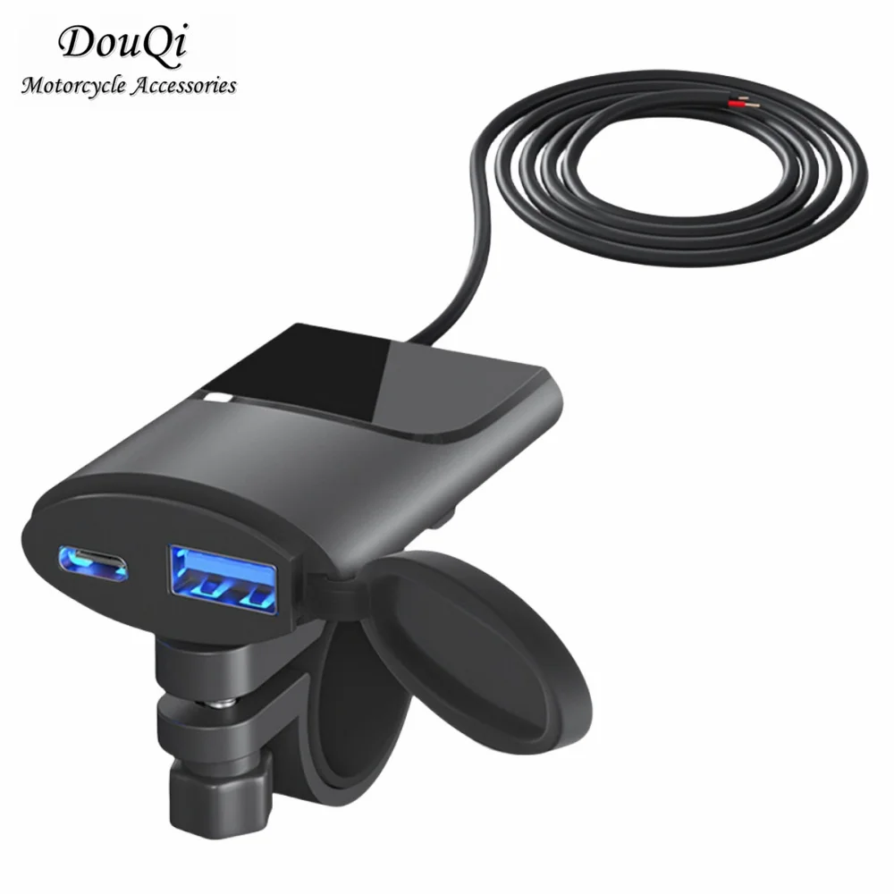 TYPE-C+USB QC3.0 Fast Charging Handlebar Motorcycle Phone Charger 12-24V IP67 Waterproof for Bike ATV
TYPE-C+USB QC3.0 Fast Charging Handlebar Motorcycle Phone Charger 12-24V IP67 Waterproof for Bike ATV