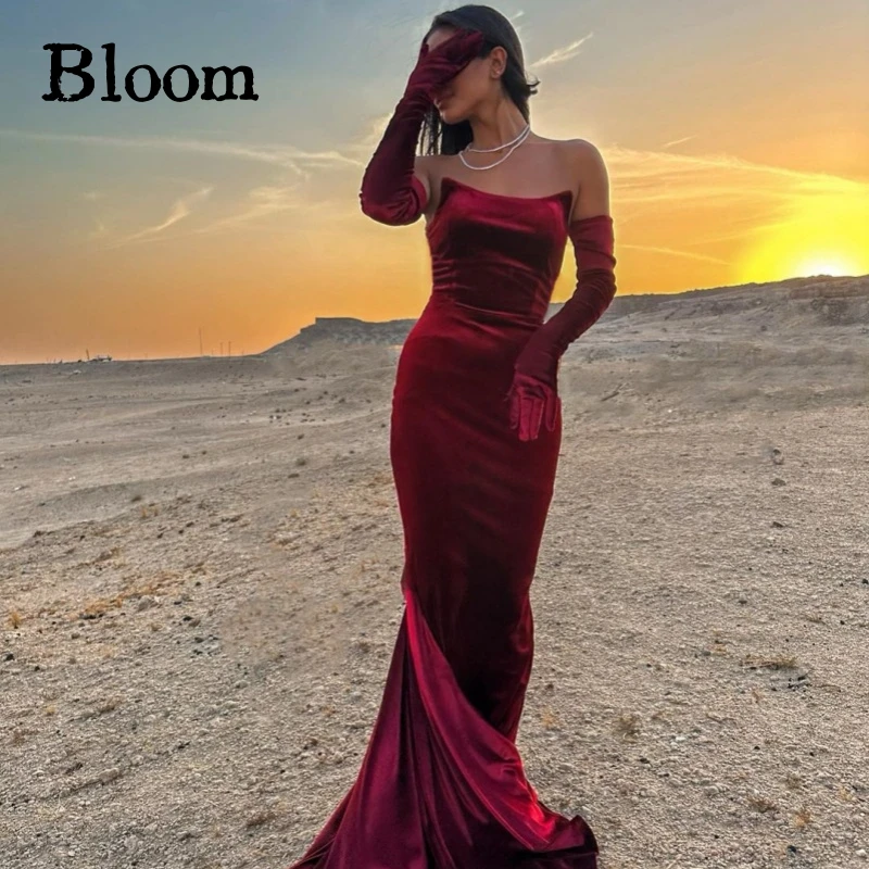 Bloom Customized Velvet Strapless Prom Dresses Mermaid Gloves Floor-length Evening Dresses Wedding Party Dress High Quality
Bloom Customized Velvet Strapless Prom Dresses Mermaid Gloves Floor-length Evening Dresses Wedding Party Dress High Quality