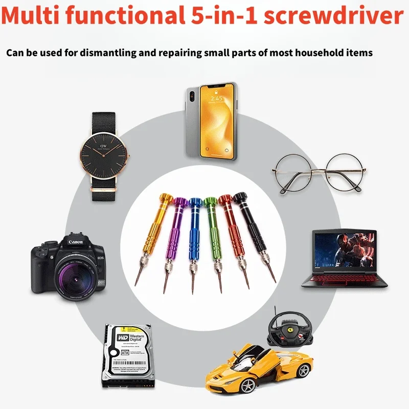 5-in-1 screwdriver set for Apple home appliances, specifically designed for repairing and disassembling mobile phonestoosl
5-in-1 screwdriver set for Apple home appliances, specifically designed for repairing and disassembling mobile phonestoosl