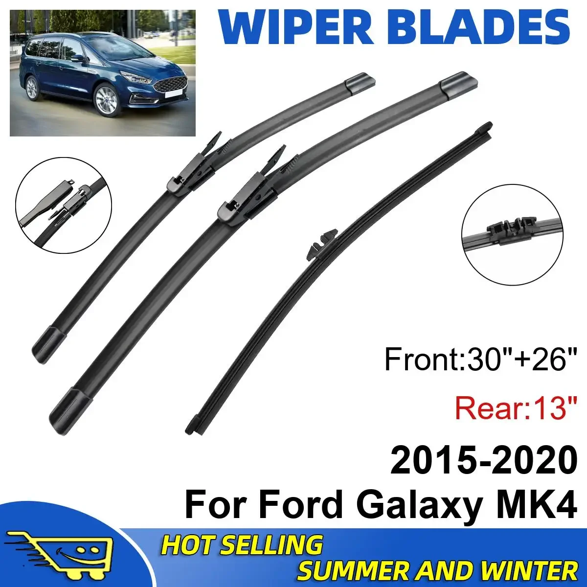 3PCS For Ford Galaxy MK4 2015-2020 30" + 26"+ 13" Double Rubber Car Wipers Blades Brushes Cutter Parts Accessories Windscreen
3PCS For Ford Galaxy MK4 2015-2020 30" + 26"+ 13" Double Rubber Car Wipers Blades Brushes Cutter Parts Accessories Windscreen