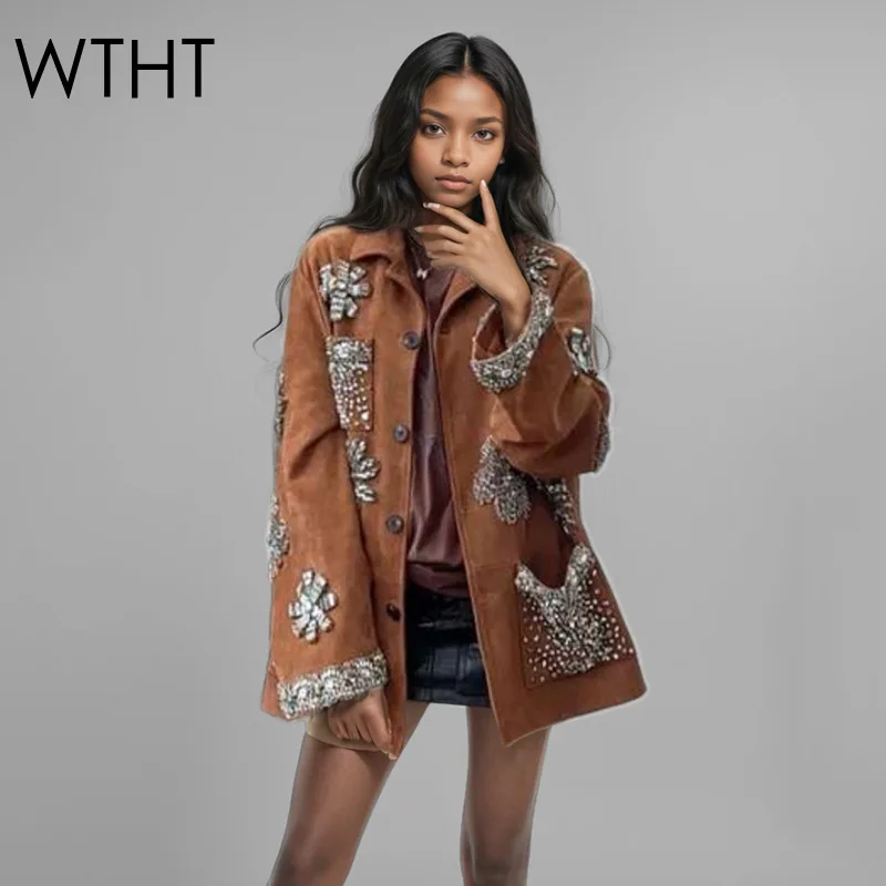 WTHT 2025 Spring Fashion Women's Rivet Flower Loose Casual Jacket New Trendy Long Sleeves Single Breasted Coat Female 1LS713
WTHT 2025 Spring Fashion Women's Rivet Flower Loose Casual Jacket New Trendy Long Sleeves Single Breasted Coat Female 1LS713