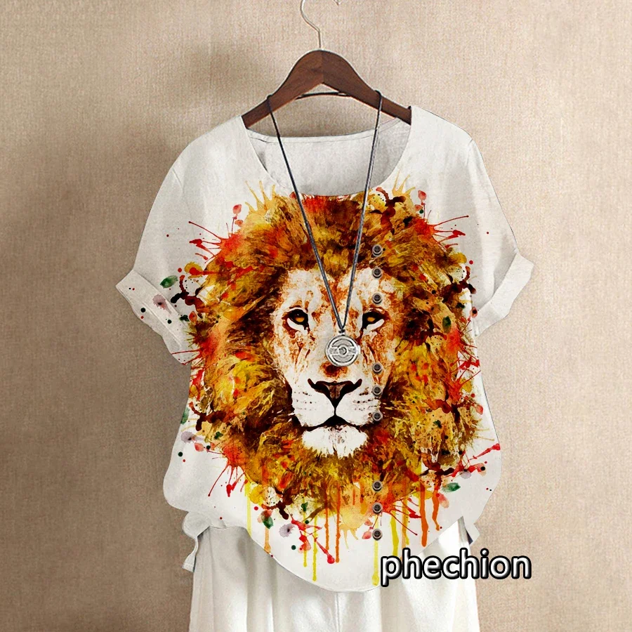 phechion Women Fashion Animal Lion Art 3D Printed Tops Summer Casual O-Neck Tops Loose Short Sleeve T-shirt Ladies Blouses H09
phechion Women Fashion Animal Lion Art 3D Printed Tops Summer Casual O-Neck Tops Loose Short Sleeve T-shirt Ladies Blouses H09