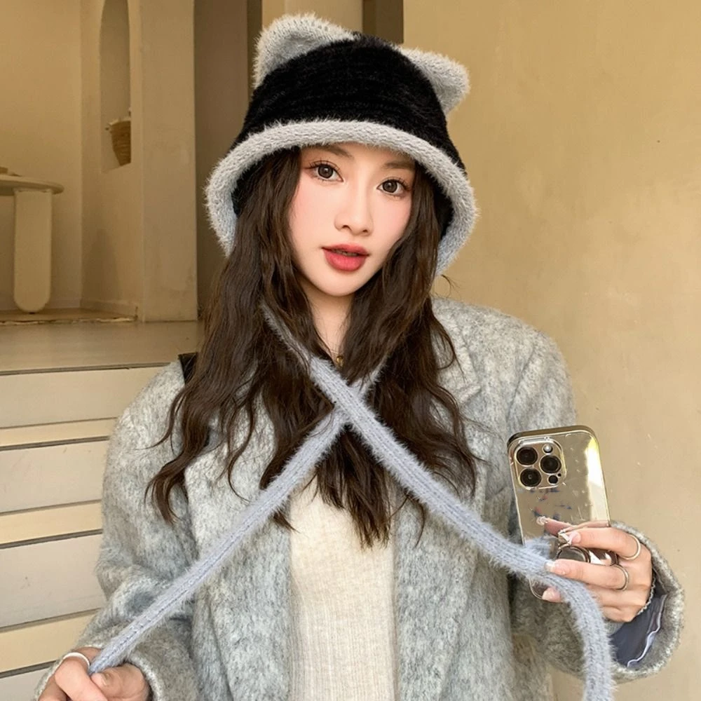 Fashion Korean Style Cute Cat Ear Hat Plush Warm Faux Fur Bucket Hat Casual Ear Protection Women Fluffy Hats Skiing
Fashion Korean Style Cute Cat Ear Hat Plush Warm Faux Fur Bucket Hat Casual Ear Protection Women Fluffy Hats Skiing