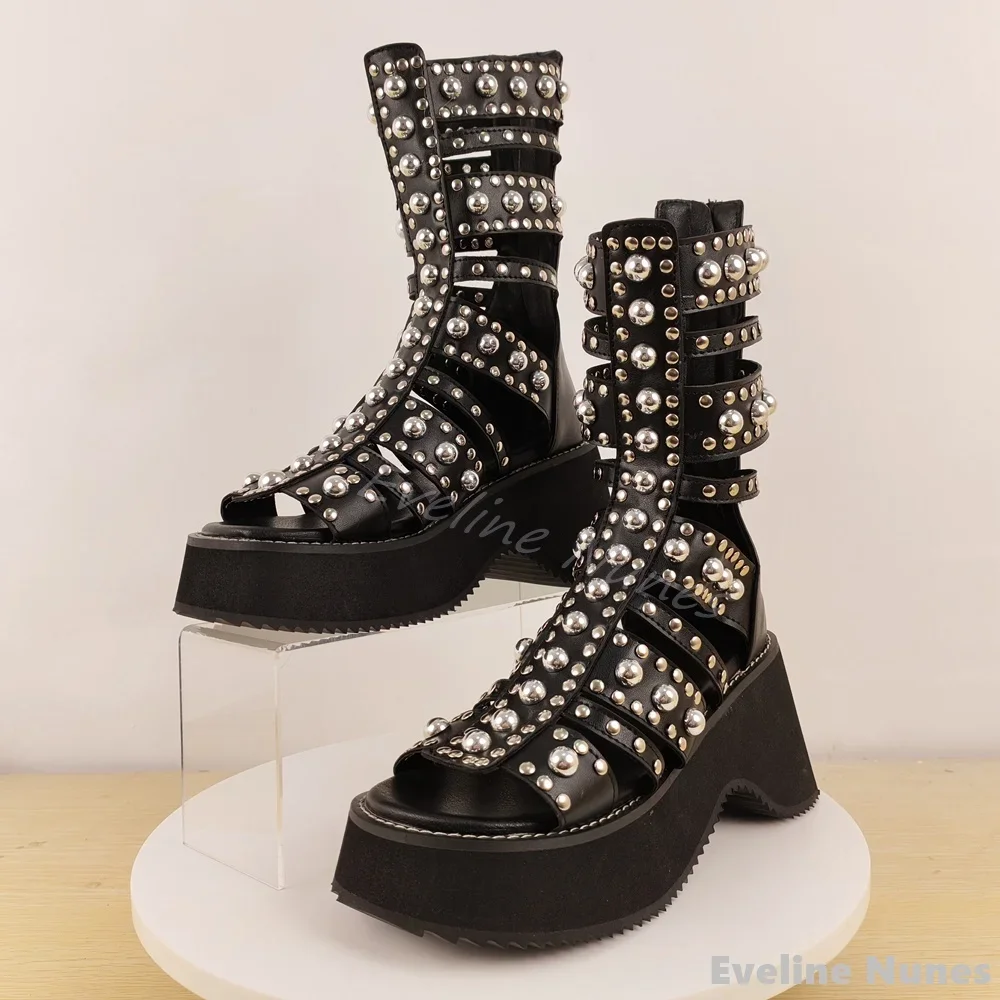 Rivet Decor Gladiator Sandals Women Round Toe Back Zipper Retro Platform Anti-slip Mid Calf Boots 2025 New Women Fashion Sandals
Rivet Decor Gladiator Sandals Women Round Toe Back Zipper Retro Platform Anti-slip Mid Calf Boots 2025 New Women Fashion Sandals