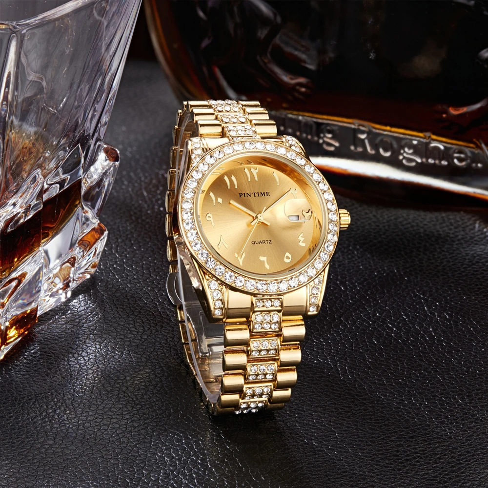 Gold Diamond Quartz Watch Luxury Full Crystal Dress Wristwatch Stainless Steel Band Waterproof
Gold Diamond Quartz Watch Luxury Full Crystal Dress Wristwatch Stainless Steel Band Waterproof