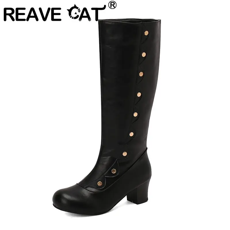 Женские сапоги для верховой езды REAVE CAT, сапоги на блочном каблуке 5 см без застежек с заклепками и круглым носком, сапоги до колена размеров 46, 47, 48
Женские сапоги для верховой езды REAVE CAT, сапоги на блочном каблуке 5 см без застежек с заклепками и круглым носком, сапоги до колена размеров 46, 47, 48