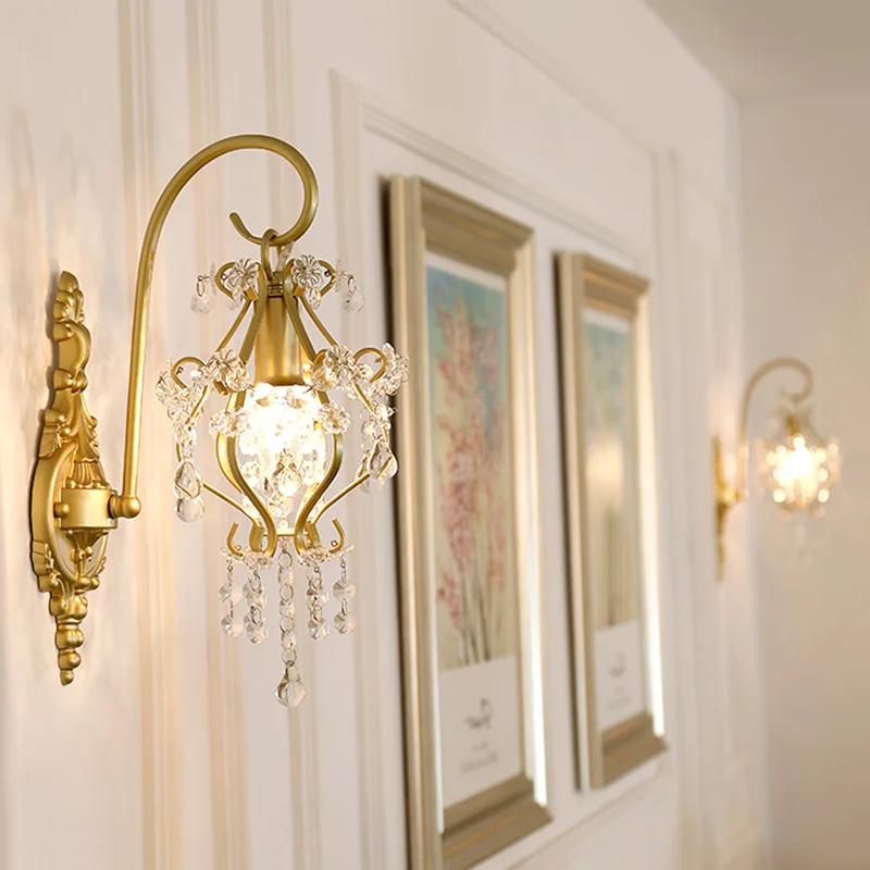 American Classical Living Room Crystal Wall Lights Light Luxury Bedroom Bedside Wall Lamp Corridor Staircase Wall Lamps
American Classical Living Room Crystal Wall Lights Light Luxury Bedroom Bedside Wall Lamp Corridor Staircase Wall Lamps