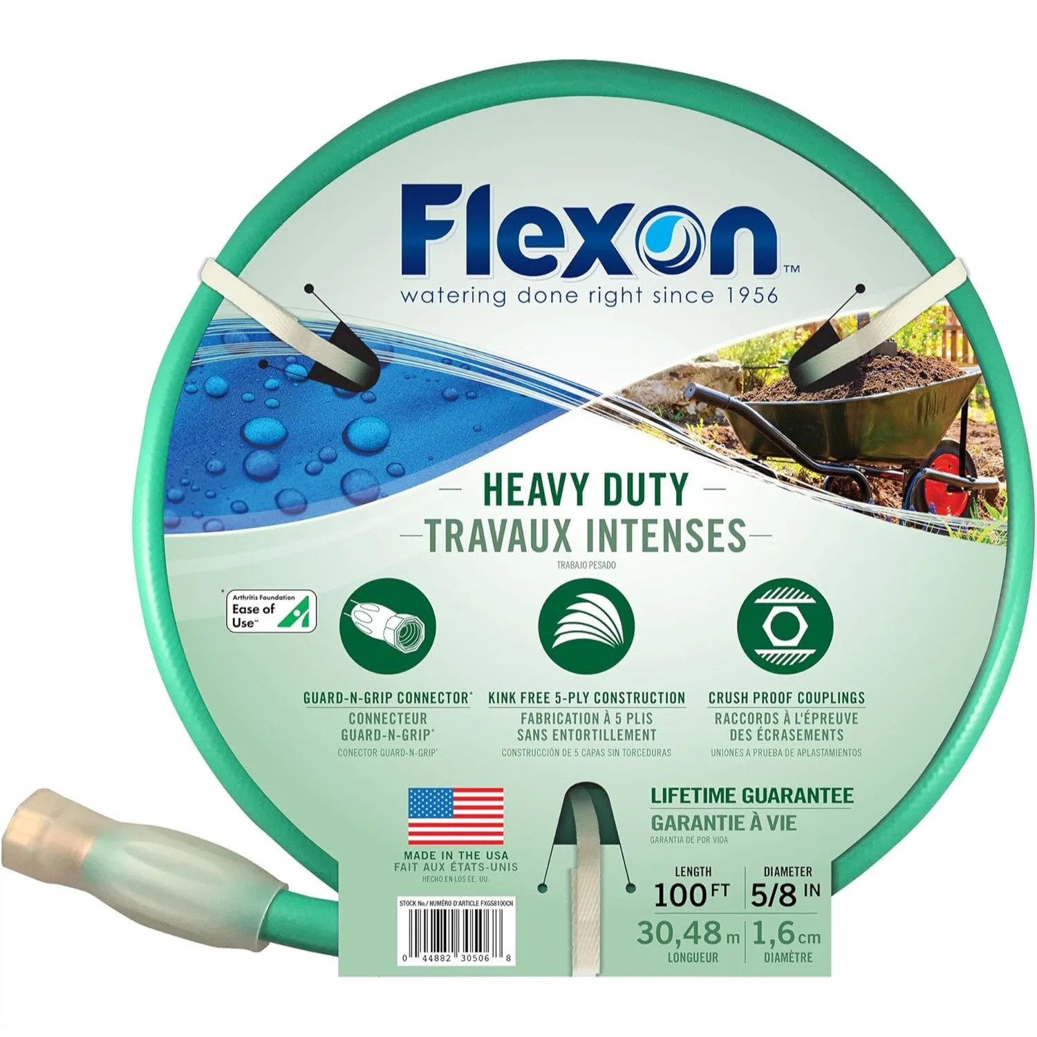 Heavy Duty 5-Ply Garden Hose 5/8-Inch x 100-Foot with Crush-Proof Couplings for Lawn and Garden Use
Heavy Duty 5-Ply Garden Hose 5/8-Inch x 100-Foot with Crush-Proof Couplings for Lawn and Garden Use