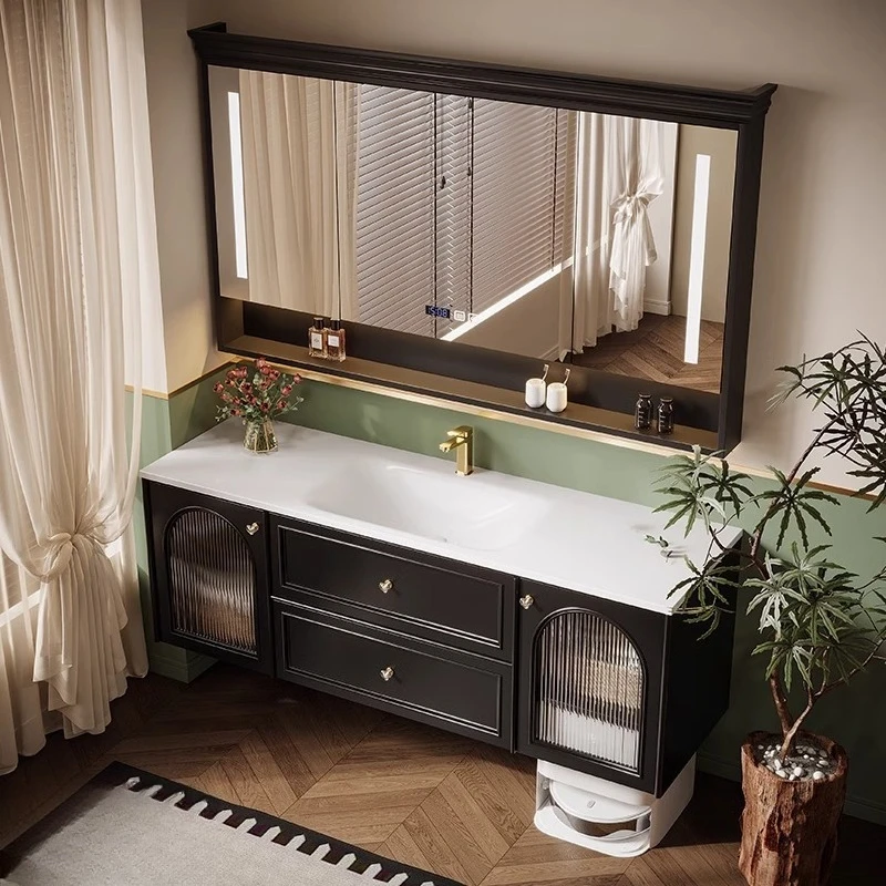 Vintage oak bathroom cabinet combination luxury stone countertop toilet floor-to-ceiling washstand modern bathroom
Vintage oak bathroom cabinet combination luxury stone countertop toilet floor-to-ceiling washstand modern bathroom