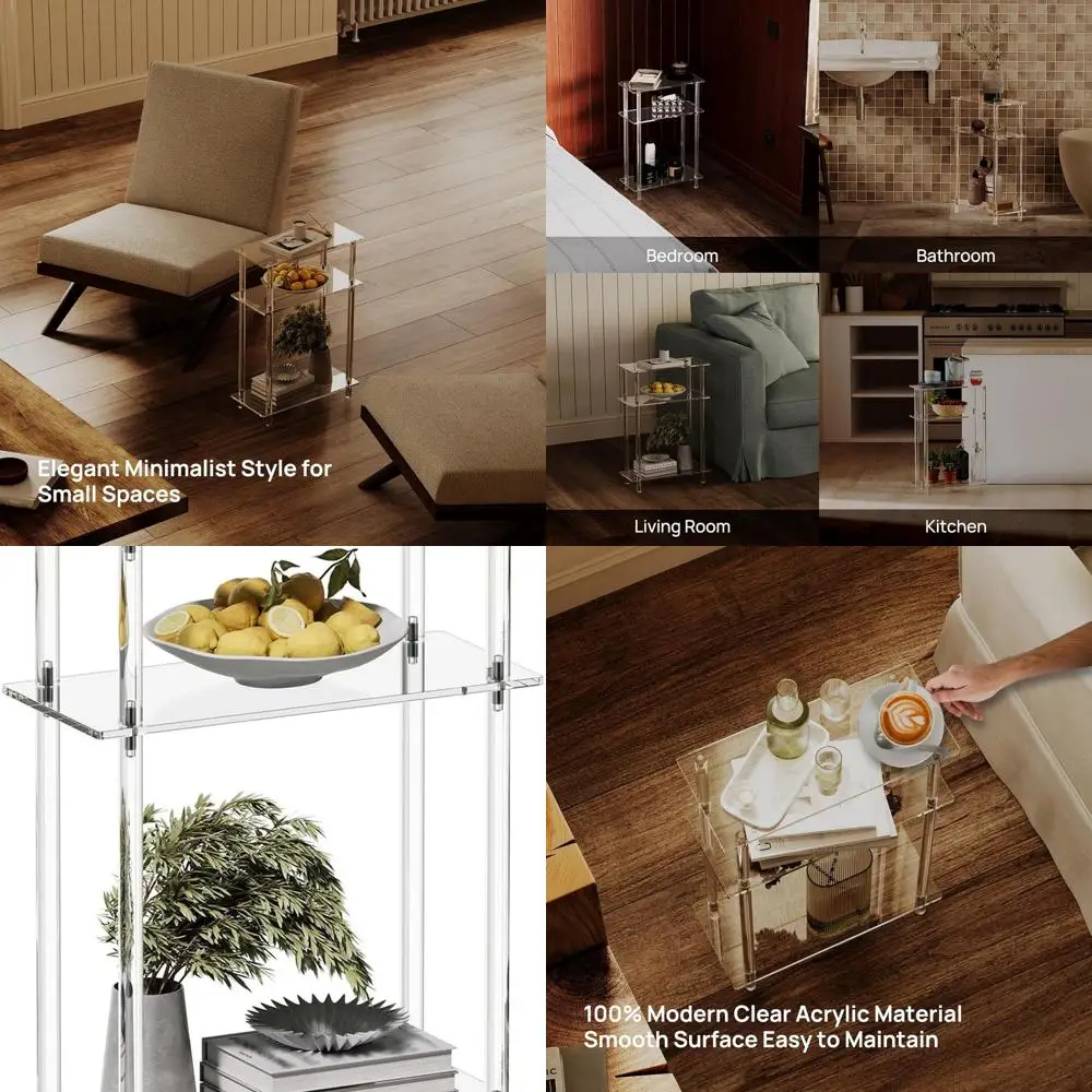 Compact Acrylic 3-Tier Side Table, 7 Slim Nightstand for Bedrooms, 15.7L x 22.9H, Clear
Compact Acrylic 3-Tier Side Table, 7 Slim Nightstand for Bedrooms, 15.7L x 22.9H, Clear