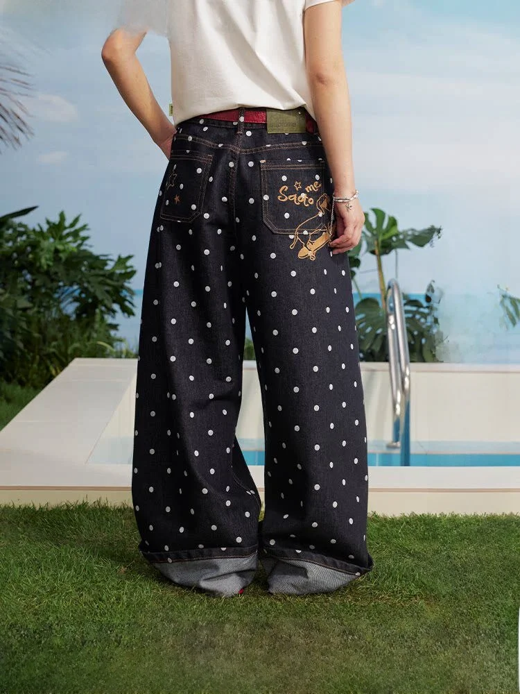 Japanese Style Checkered Wide Leg Jeans Dog Ear Cuff Light Pastel Sausage Patterned Casual Pants for Women Summer Season
Japanese Style Checkered Wide Leg Jeans Dog Ear Cuff Light Pastel Sausage Patterned Casual Pants for Women Summer Season