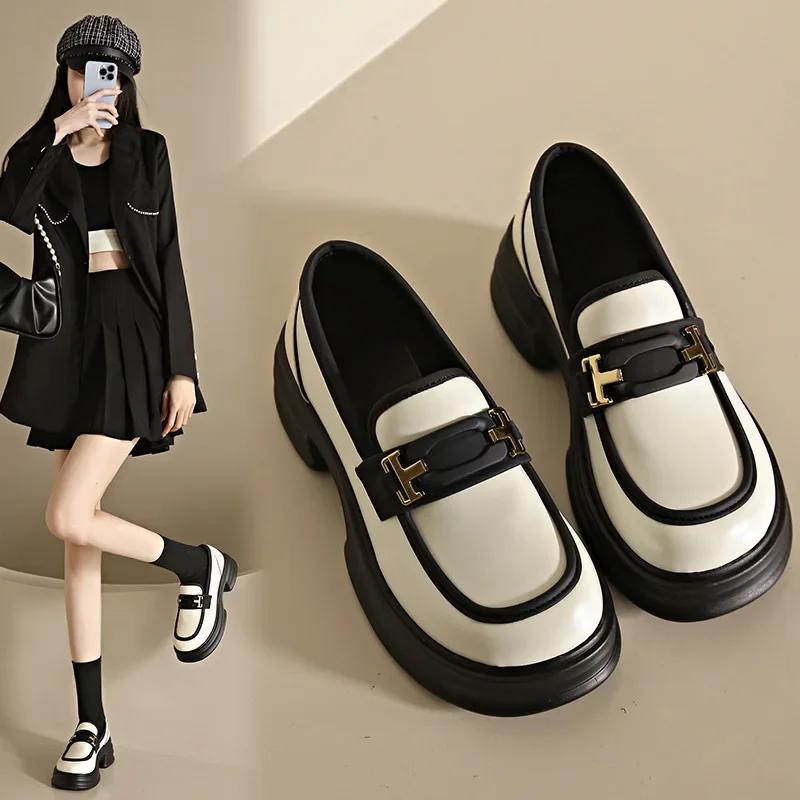 Platform Loafers 2025 Early Spring New British Style Muffin Bottom Small Leather Shoes Round Head High Heel Single Shoe
Platform Loafers 2025 Early Spring New British Style Muffin Bottom Small Leather Shoes Round Head High Heel Single Shoe