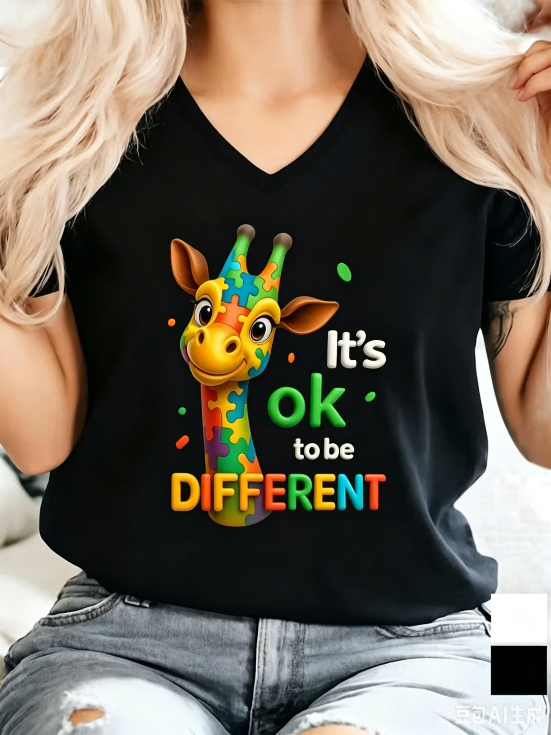 Fashion Colorful Jigsaw Giraffe 3D print women's T-shirt for summer comfort V-neck short sleeved daily casual y2k women's top
Fashion Colorful Jigsaw Giraffe 3D print women's T-shirt for summer comfort V-neck short sleeved daily casual y2k women's top