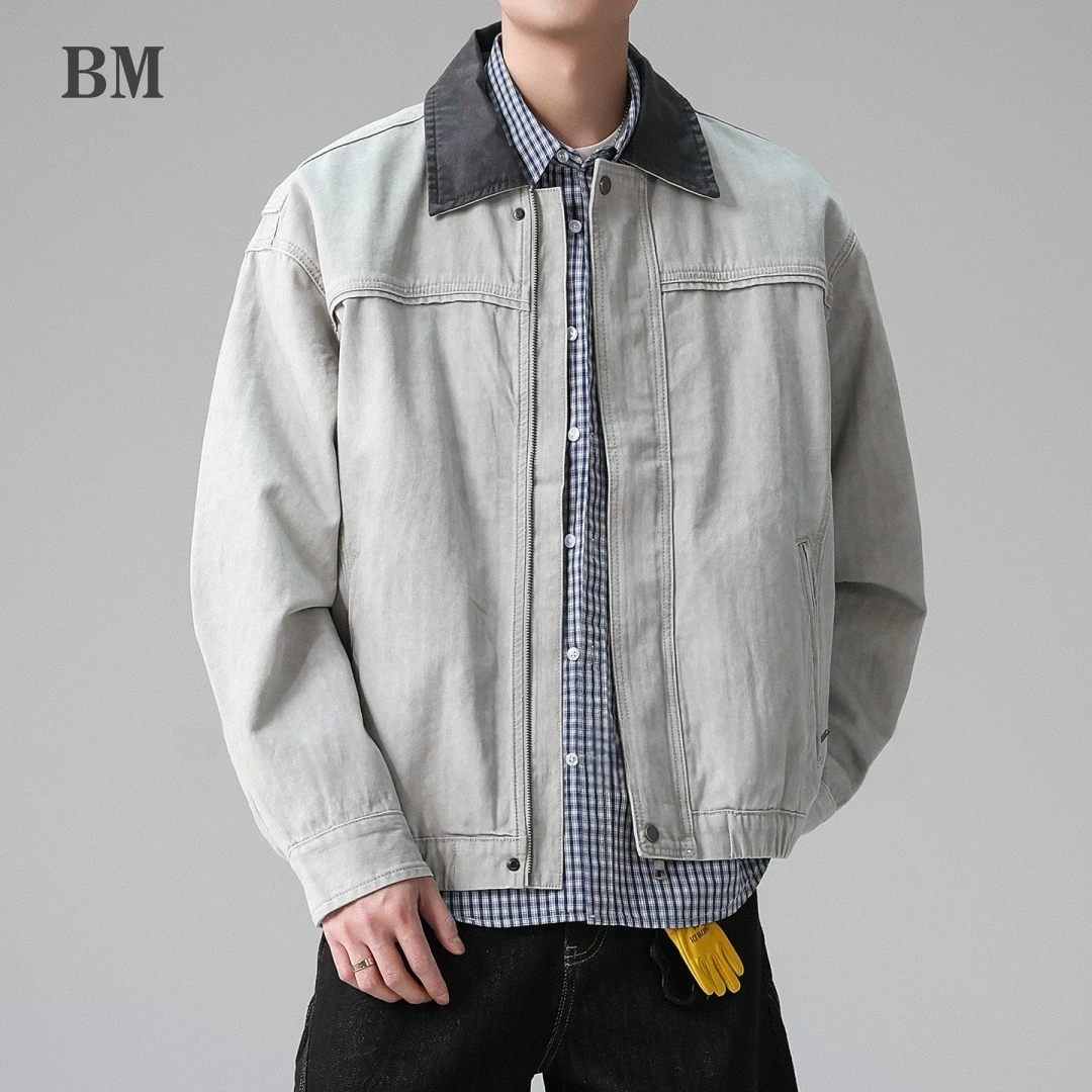 Mens American Vintage Premium Washed Cotton Collar Jacket Workwear Oversized Spring Fall Coat Male Trendy Structured Outerwear
Mens American Vintage Premium Washed Cotton Collar Jacket Workwear Oversized Spring Fall Coat Male Trendy Structured Outerwear
