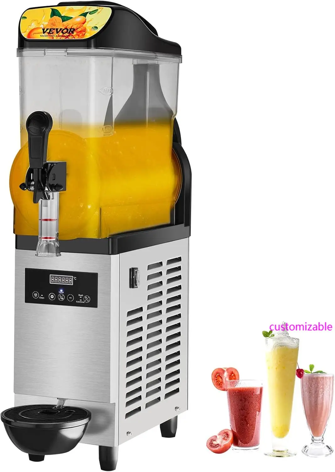 Commercial Slushy Machine, 12L/3.2Gal Stainless Steel Margarita Smoothie Frozen Drink Maker, 50 Cup Triple Bowl Slushie Maker
Commercial Slushy Machine, 12L/3.2Gal Stainless Steel Margarita Smoothie Frozen Drink Maker, 50 Cup Triple Bowl Slushie Maker