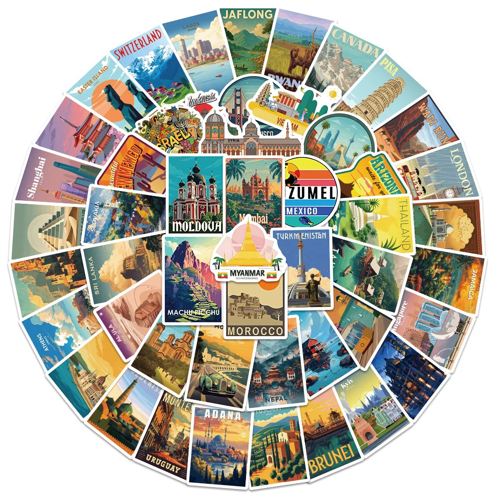 10/30/50/100pcs Vintage Travel Poster Stickers Aesthetic Decor for Desk Notebook Envelopes Notebook Retro DIY Sticker Toys Gifts
10/30/50/100pcs Vintage Travel Poster Stickers Aesthetic Decor for Desk Notebook Envelopes Notebook Retro DIY Sticker Toys Gifts