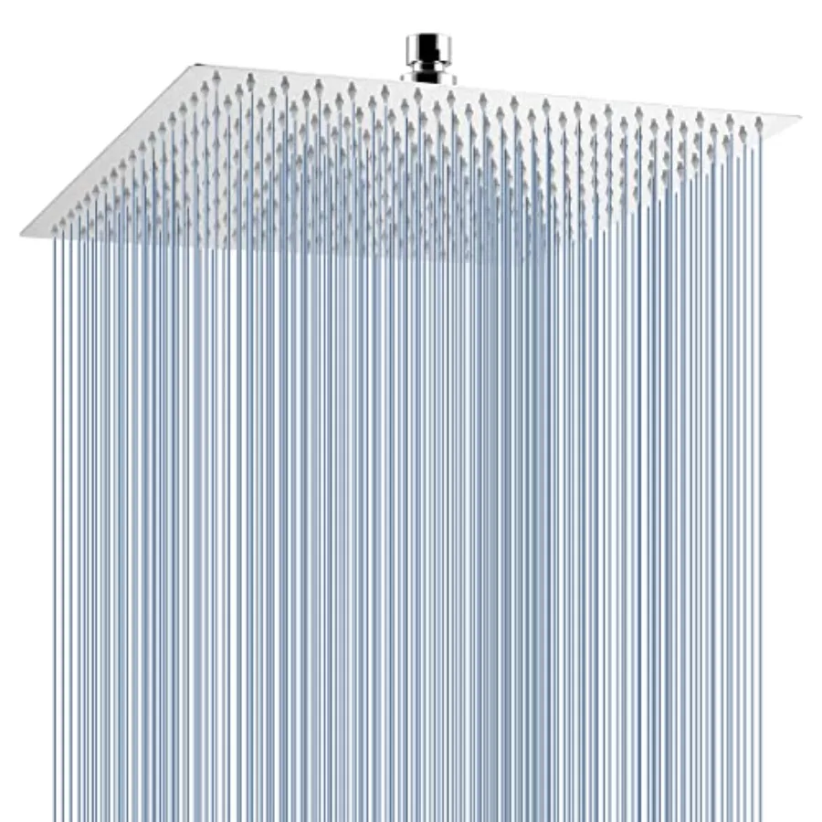 Oversize Rain Shower Head for bathroom, chrome-plated brass, chrome, high-flow square design with full-body waterfall coverage
Oversize Rain Shower Head for bathroom, chrome-plated brass, chrome, high-flow square design with full-body waterfall coverage