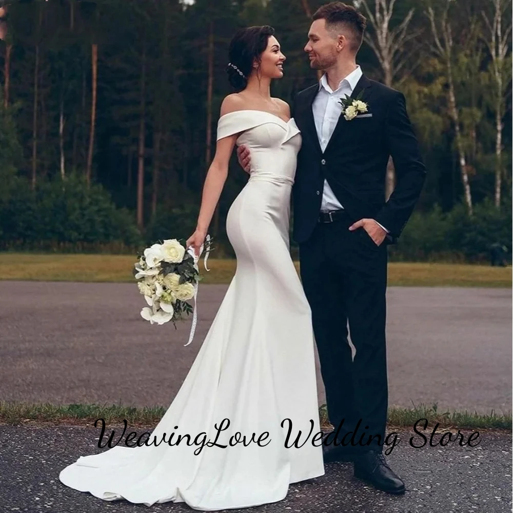 Charming V-Neck Off The Shoulder Mermaid Floor Length Satin Wedding Dresses Backless Vestidos De Fiesta Elegantes Para Mujer
Charming V-Neck Off The Shoulder Mermaid Floor Length Satin Wedding Dresses Backless Vestidos De Fiesta Elegantes Para Mujer