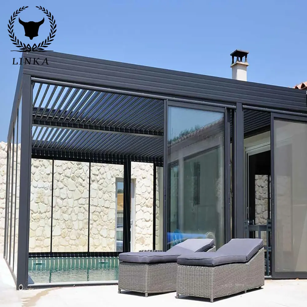 Modern Home Manufacturer Patio Outdoor Automatic Aluminum louver Pergola with Opening louve waterproof carports led light sun
Modern Home Manufacturer Patio Outdoor Automatic Aluminum louver Pergola with Opening louve waterproof carports led light sun