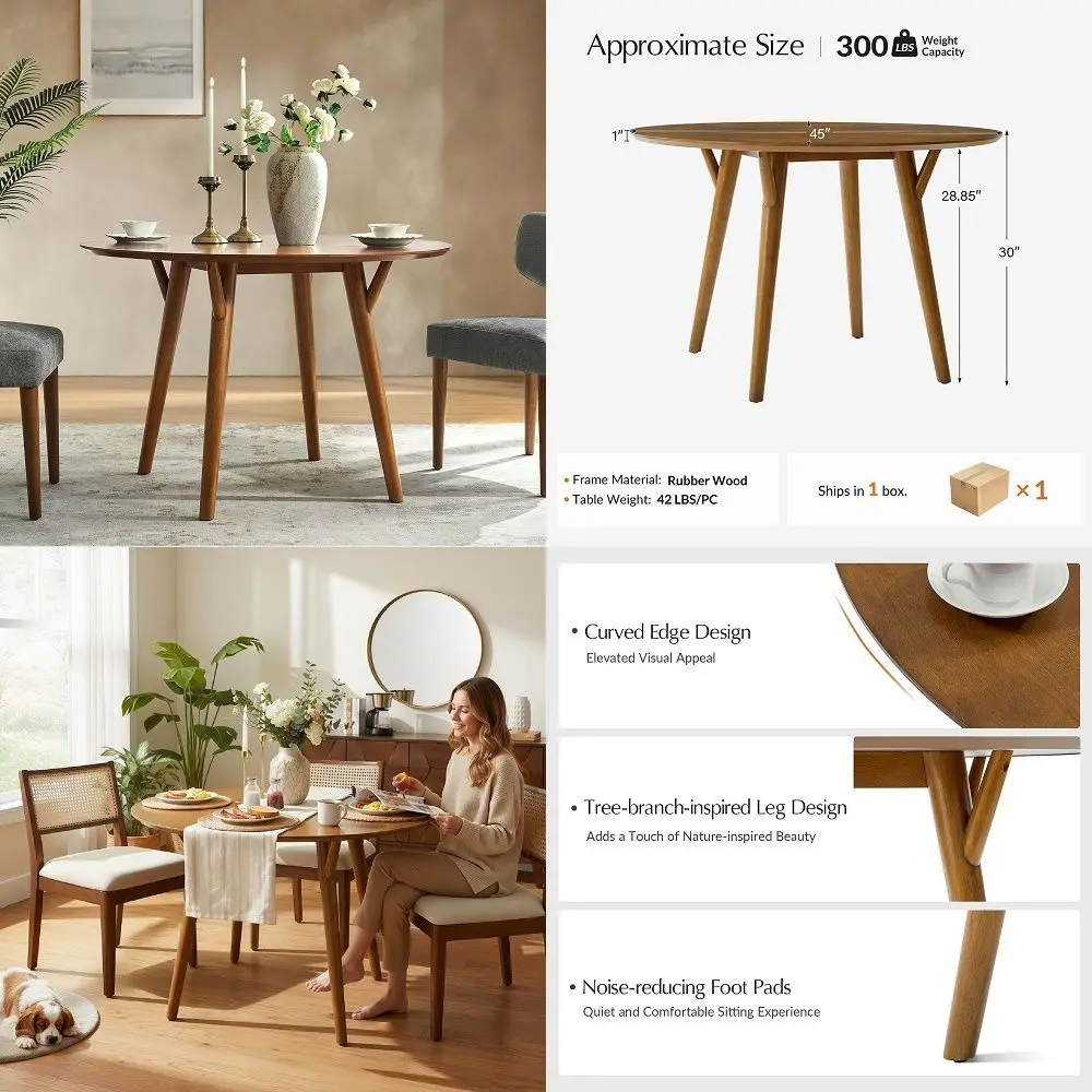 Round Dining Table for 4, 45 Solid Wood Kitchen Dining Room Table, Small Dinner Coffee Writing Table for Kitchen Cafe Space Sav
Round Dining Table for 4, 45 Solid Wood Kitchen Dining Room Table, Small Dinner Coffee Writing Table for Kitchen Cafe Space Sav