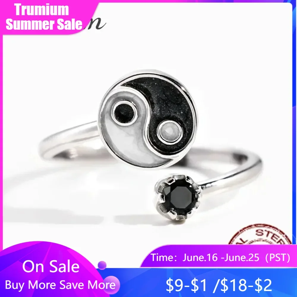 Trumium 925 Sterling Silver YINYANG Round Eight Diagrams Ring for Women Black White Adjustable Ring Trend Fashion Jewelry
Trumium 925 Sterling Silver YINYANG Round Eight Diagrams Ring for Women Black White Adjustable Ring Trend Fashion Jewelry