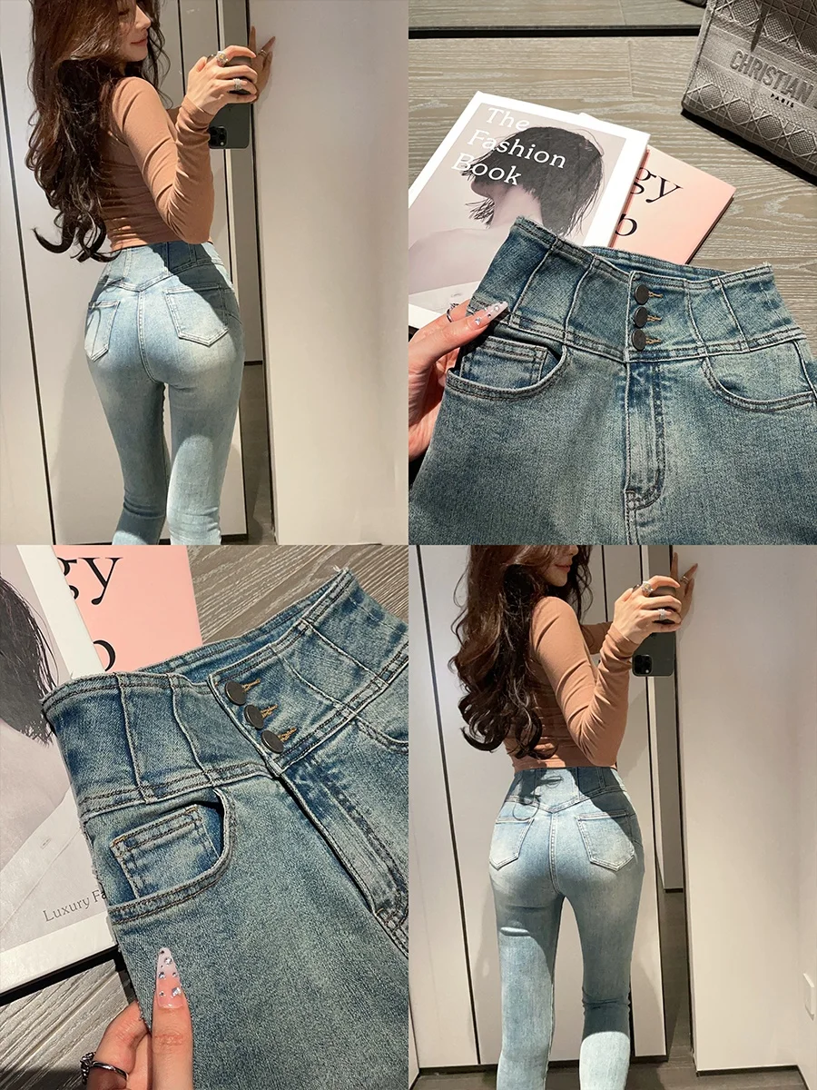 Blue High Waist Stretchy Faded Denim Jeans Women's Slim Fit Pencil Pants Tummy Control Bootcut Casual Cotton Blend
Blue High Waist Stretchy Faded Denim Jeans Women's Slim Fit Pencil Pants Tummy Control Bootcut Casual Cotton Blend
