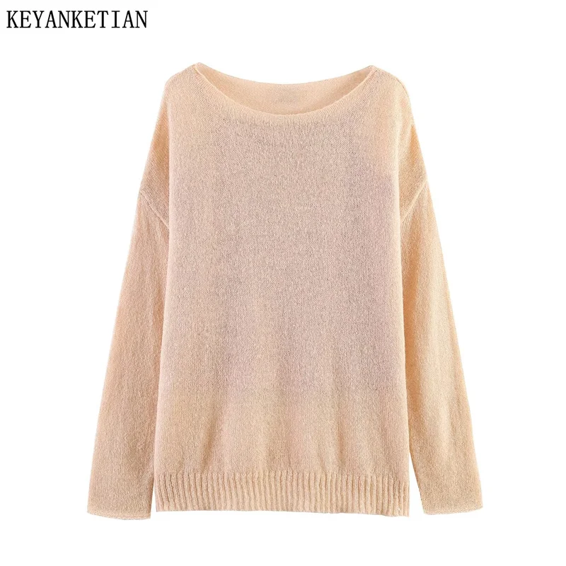 KEYANKETIAN 2026 Spring New Women Two-Piece Outfit Sheer Knit Sweater + Camisole Set Loose Boat Neck Long Sleeve Casual Top
KEYANKETIAN 2026 Spring New Women Two-Piece Outfit Sheer Knit Sweater + Camisole Set Loose Boat Neck Long Sleeve Casual Top