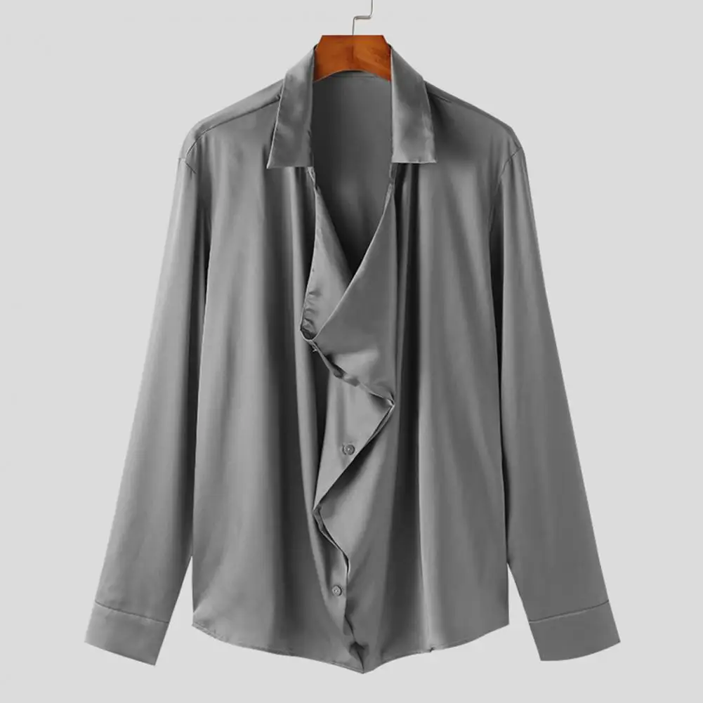 Men Club Top Style Satin Party Shirt for Men with Baggy Front Design Lapel Collar Loose Fit Long Sleeve Club Top for Wear Men
Men Club Top Style Satin Party Shirt for Men with Baggy Front Design Lapel Collar Loose Fit Long Sleeve Club Top for Wear Men