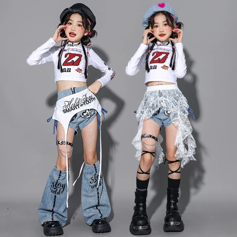 Новинка 2023 года, танцевальная одежда Kpop для девочек, джазовое шоу, наряд для выступлений, белый укороченный топ, джинсовые шорты, детский модный костюм для подиумов 2709
Новинка 2023 года, танцевальная одежда Kpop для девочек, джазовое шоу, наряд для выступлений, белый укороченный топ, джинсовые шорты, детский модный костюм для подиумов 2709