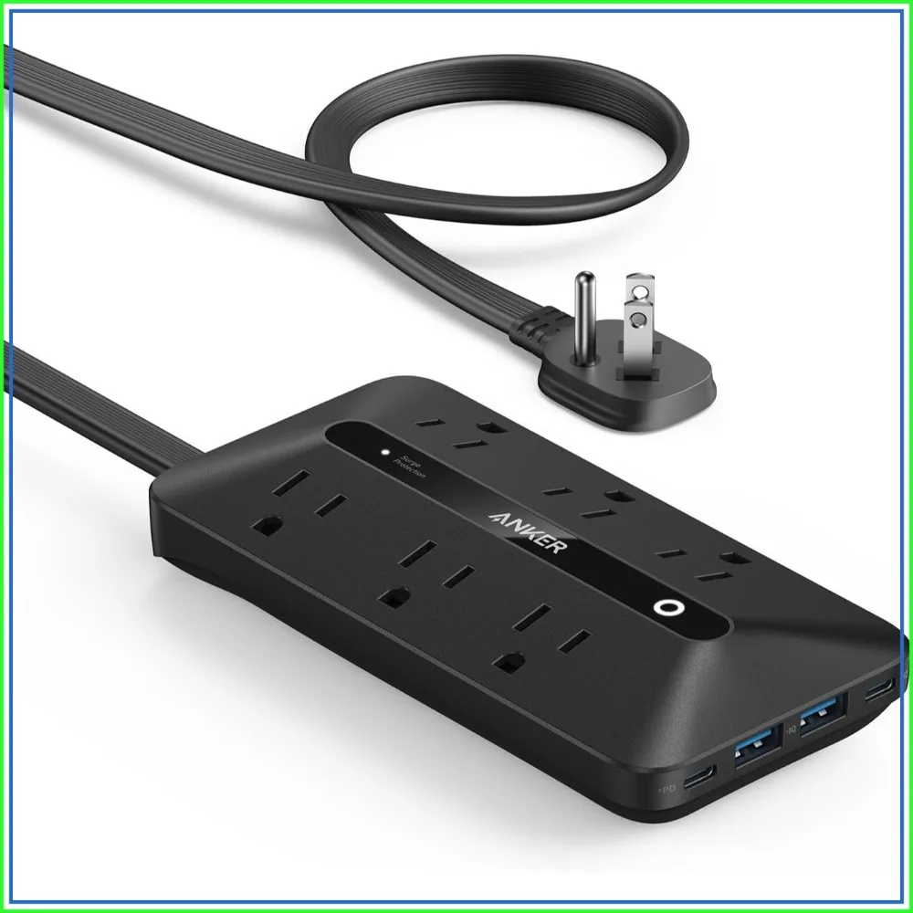 Power Strip with 300J Surge Protector, Flat Plug Extension Cord, 6 AC and 4 USB Ports, 5ft Outlet Extender for Home Office
Power Strip with 300J Surge Protector, Flat Plug Extension Cord, 6 AC and 4 USB Ports, 5ft Outlet Extender for Home Office