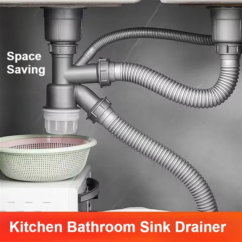 Kitchen Sink Double Basin Drainer Sink Drain Pipe Set Drainer Kitchen Accessories Bug - and Odor-proof Drainer Kitchen Accessory
Kitchen Sink Double Basin Drainer Sink Drain Pipe Set Drainer Kitchen Accessories Bug - and Odor-proof Drainer Kitchen Accessory