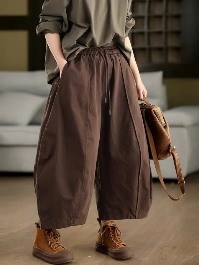 Retro Pure Color Flax Wide Leg Pants Women's Summer New Elastic Waist Patchwork Linen Knife Casual Nine Point Pants
Retro Pure Color Flax Wide Leg Pants Women's Summer New Elastic Waist Patchwork Linen Knife Casual Nine Point Pants