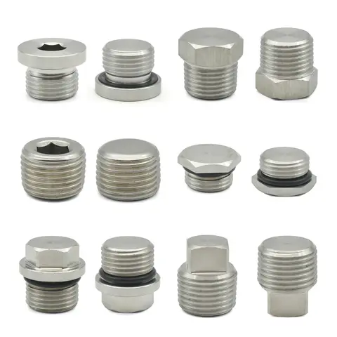 1/8 "1/4" 3/8 "1/2" 3/4 "3/4" 1-1/2 "BSP NPT Male Countersunk Flange Hexagonal End Plug Cap 304 Stainless Steel Pipe Fittings